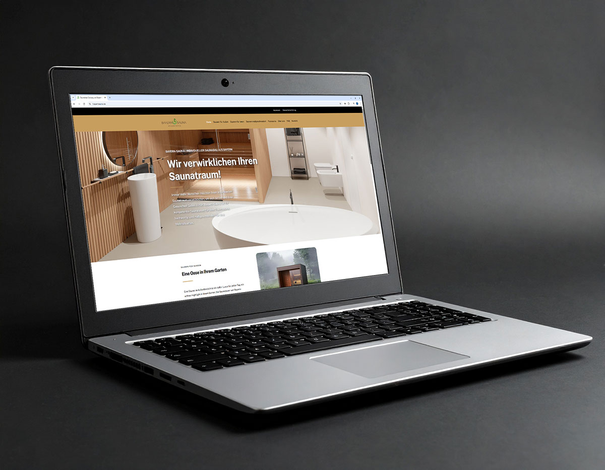 Webseite Design Programmierung Augsburg Bayernsauna Laptop