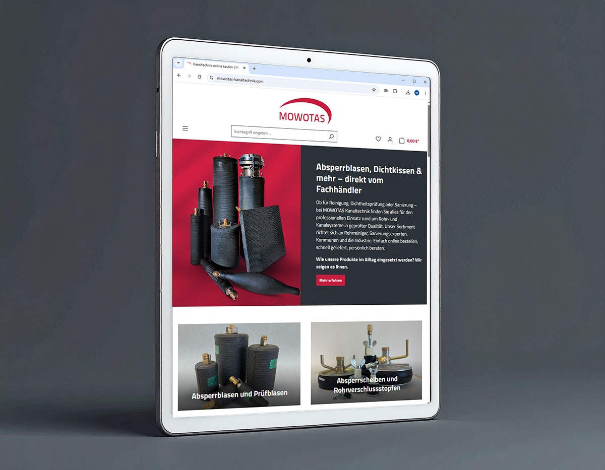 Webshop Design Programmierung Augsburg Mowotas Kanaltechnik