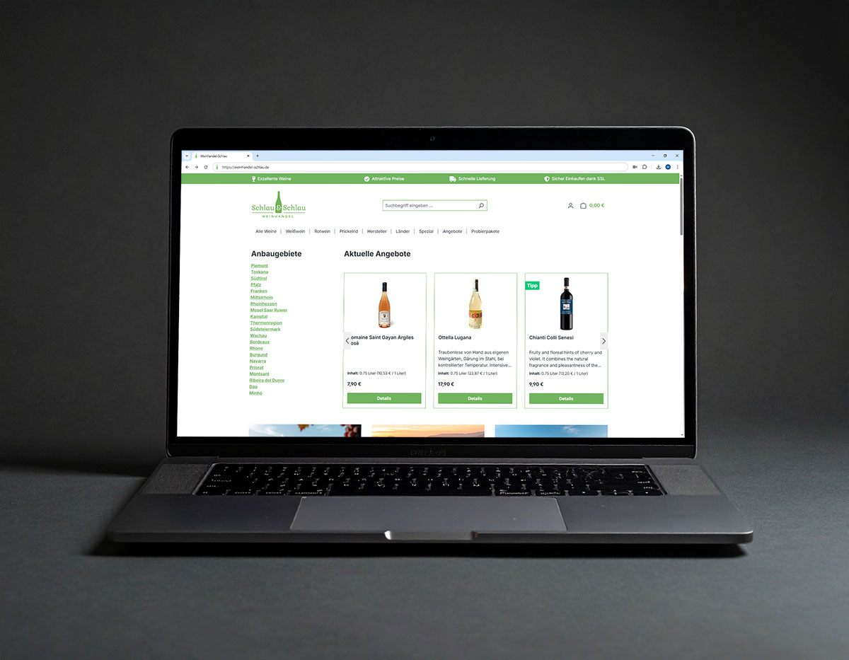 Webshop Design Programmierung Augsburg Weinhandel Schlau