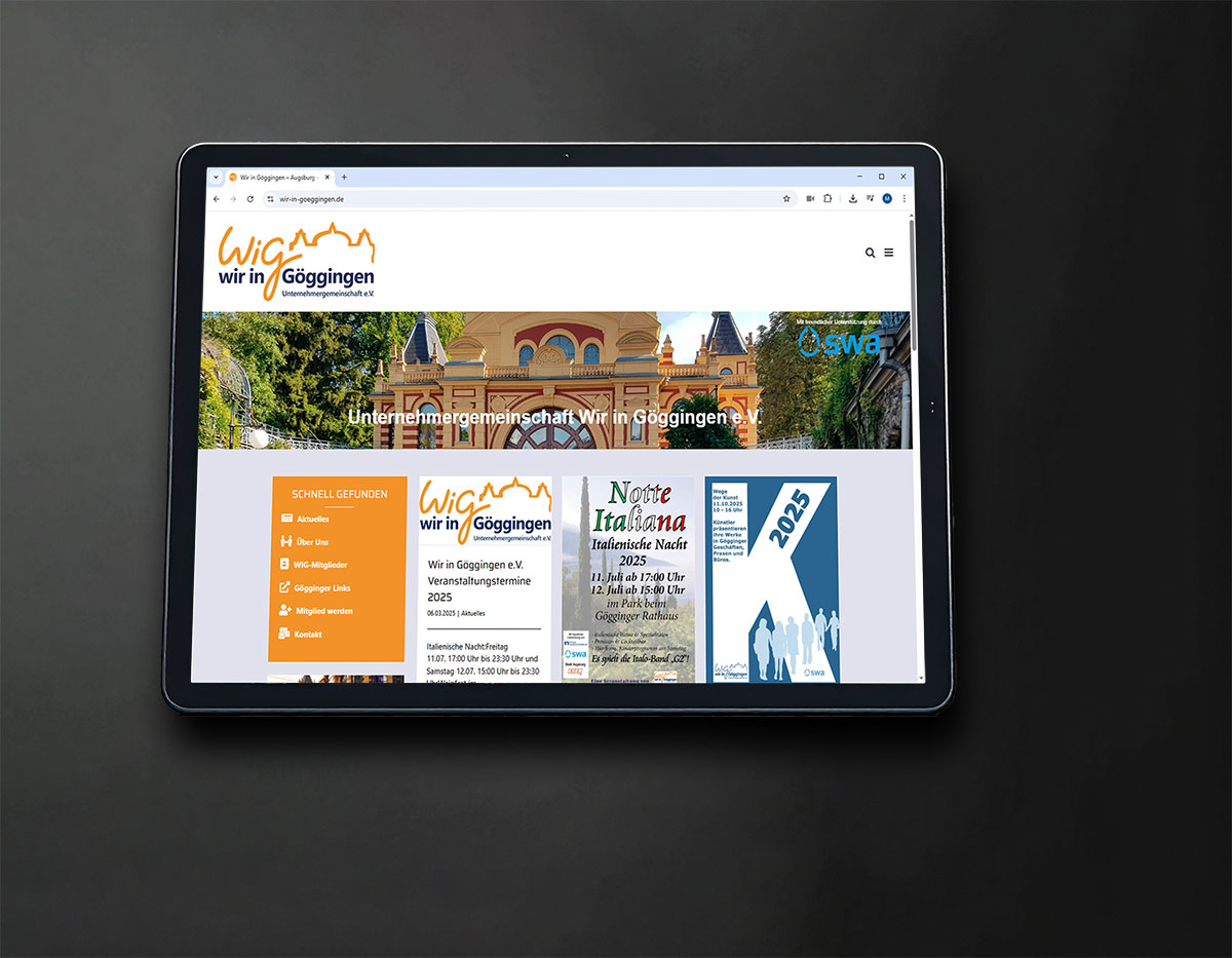 Webseite Design Programmierung Augsburg Wir in Göggingen Tablet
