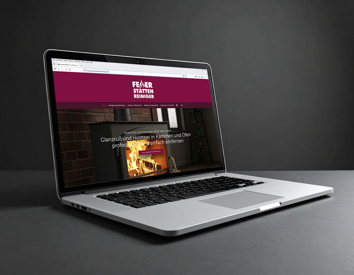Webseite Design Programmierung Augsburg Feuerstättenreiniger Notebook